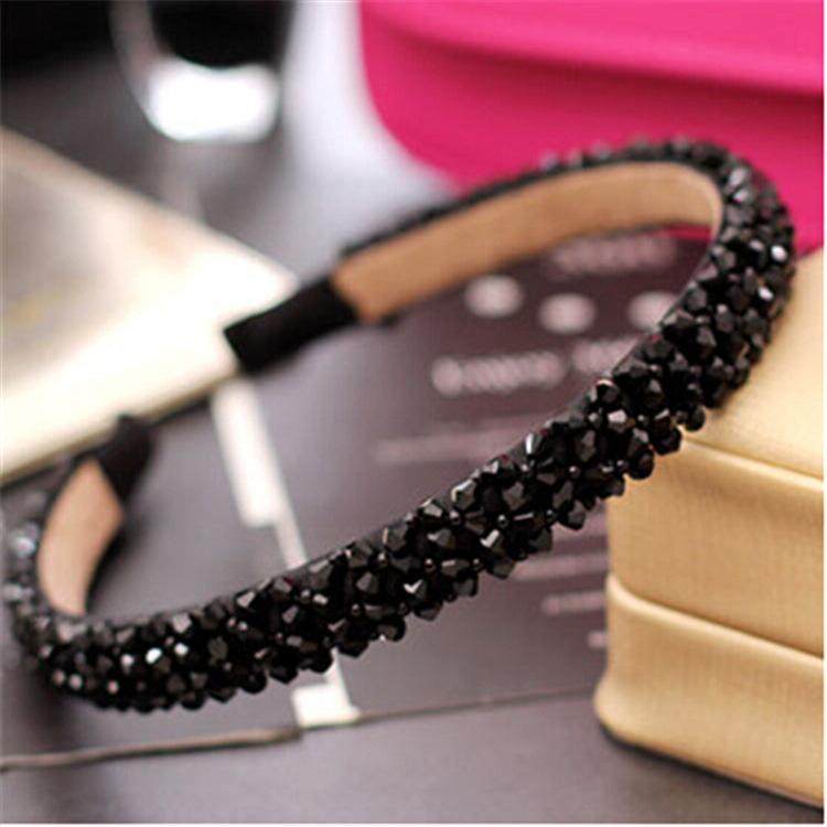 Handmade Beaded Hairband Hair Hoops for Women Wide 4 Rows Crystal Sweet Headband Party Headwear Wedding Hair Accessories Jewelry