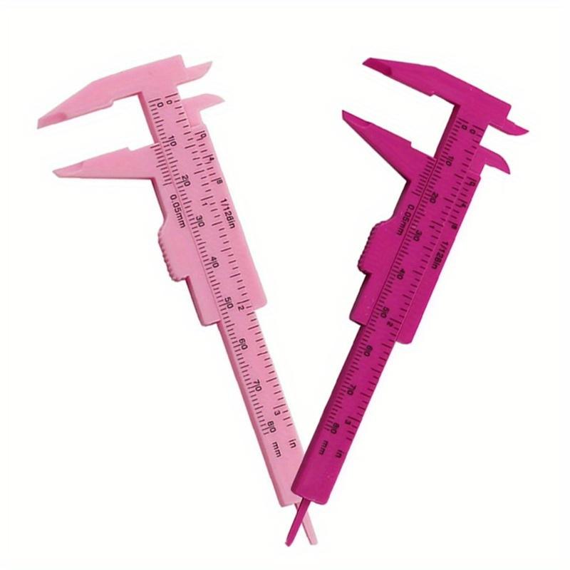 10pcs 0-80mm Rose Pink Double Scale Sliding Gauge Permanent Makeup Tool Tattoo Eyebrow Line Lip Ruler For Tattoo Measuring