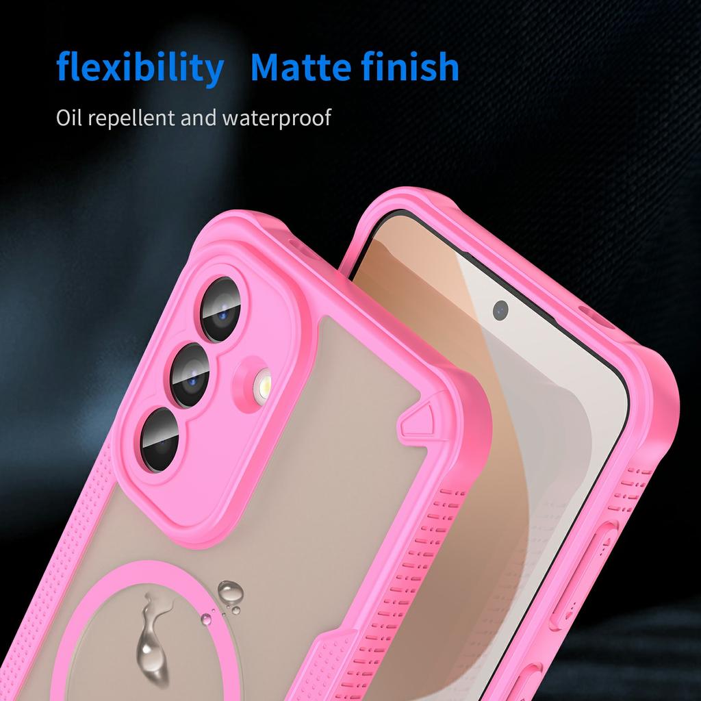For Samsung Galaxy S26 Magnetic Case Dual Color Line Leather Coated PC + TPU Phone Cover