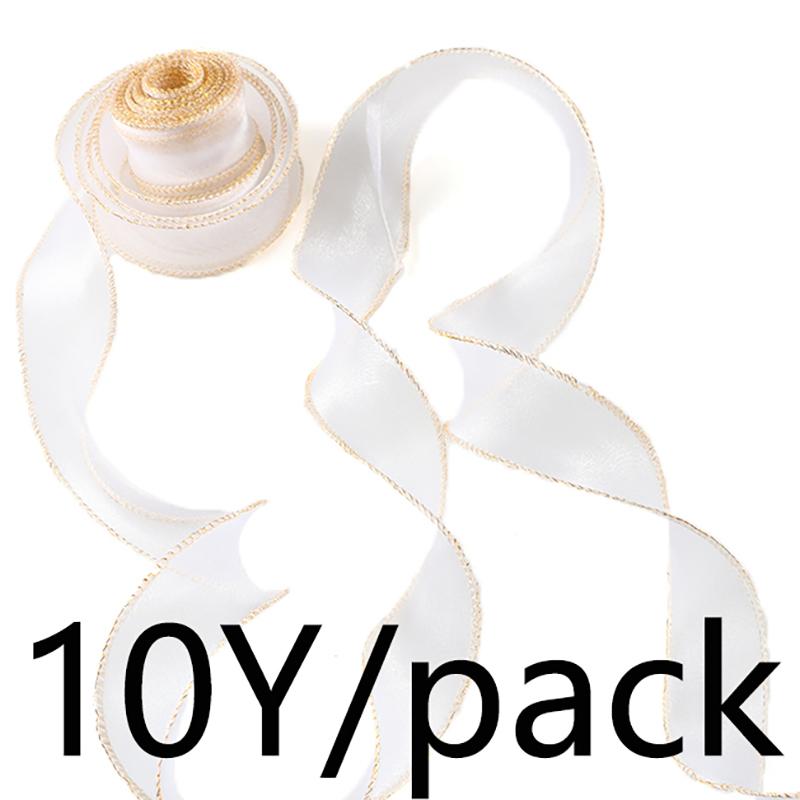 (10 Yards/Packung) 4cm Goldrand Wellenförmiges Garn Geschenkbox Bouquet Verpackungsmaterial Schleife Haaraccessoires Handgemacht DIY Dekoratives Spitze