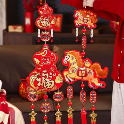 2026 Horse Year Fortune Character Pendant Flocking 3D Fu Character Decorative Nonwovens Traditional New Year Wall Pendant