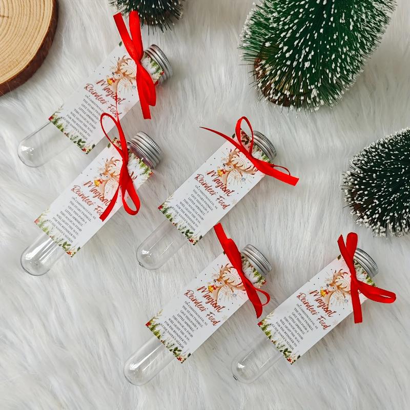10/20 Sets Magic Reindeer Food Kits with Plastic Test Tubes Christmas Eve Party Favor Packs for Family Activities