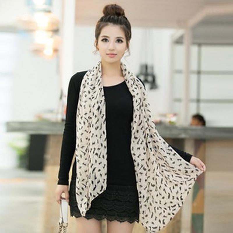 Colorful Chiffon Printed Sweet Fashion Cartoon Cat Kitten Scarf Graffiti Style Shawl Girls Christmas