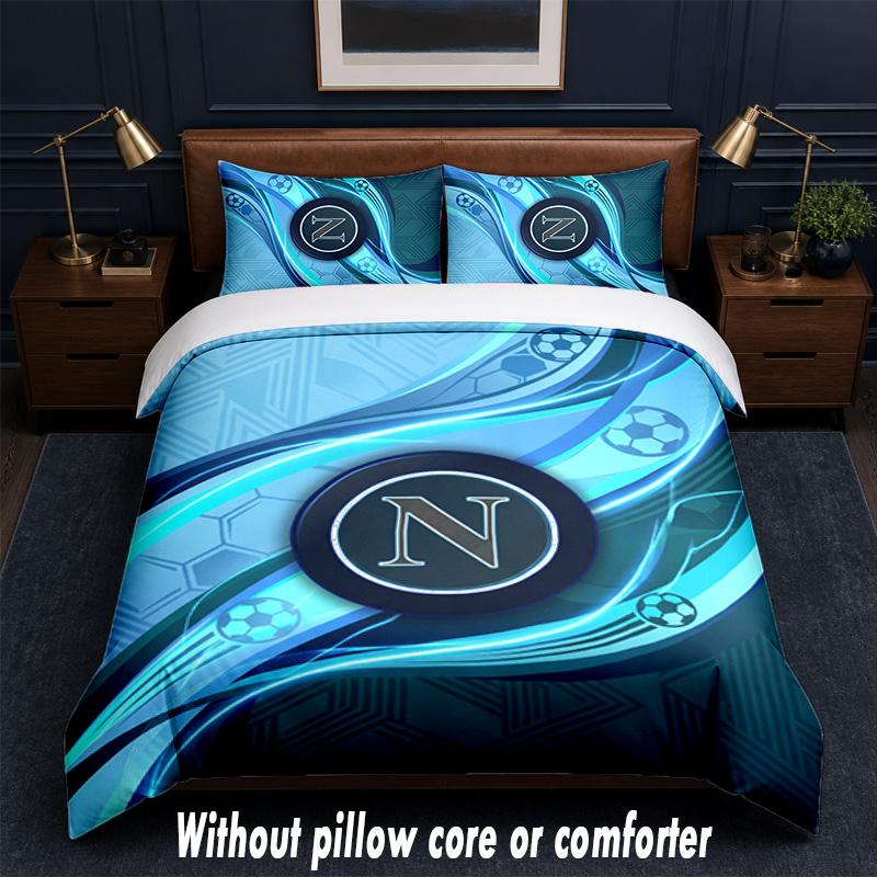 Set Biancheria da Letto Napoli FC 1 Copripiumino + 2 Federe Morbido Traspirante Biancheria da Letto per la Casa