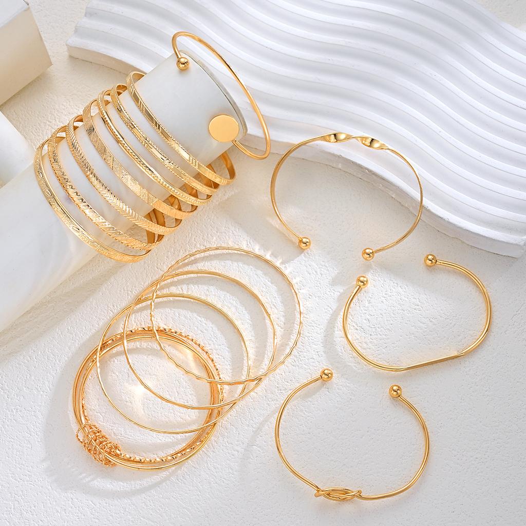 15pcs Punk Multilayer Bracelets Set For Women Elegant Delicate Twist Sparkling Adjustable Bangles Bracelets Jewelry Couples Gift