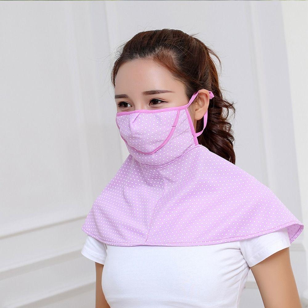 

Dots Sunscreen Face Mask Veil Flower Driving Face Shield Veil Neckline Face Gini Mask Hiking