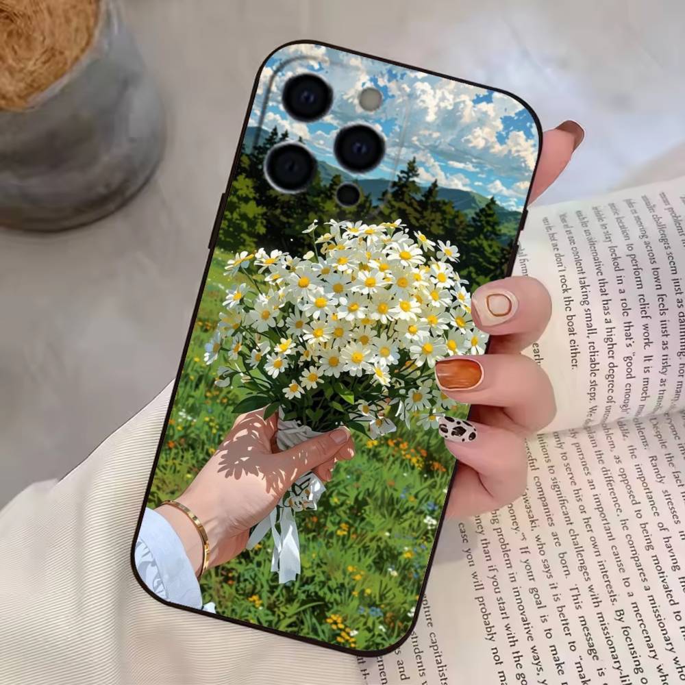 Mountain Forest Natural Flowers Laser Phone Case Silicone Soft For IPhone 17 16 15 14 13 12 11 X XR Plus Pro Max Plus