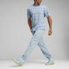 Puma X Palm Tree Crew Collaboration Striped Tee All Over Print Casual Round Neck Short Sleeve T-Shirt Men Tops Sky-Blue 625073-20