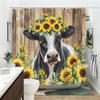 Vibrant Floral & Animal Printed Polyester Bathtub Curtain - Charming Bathroom Decorative Curtain, Country Style Shower Curtain
