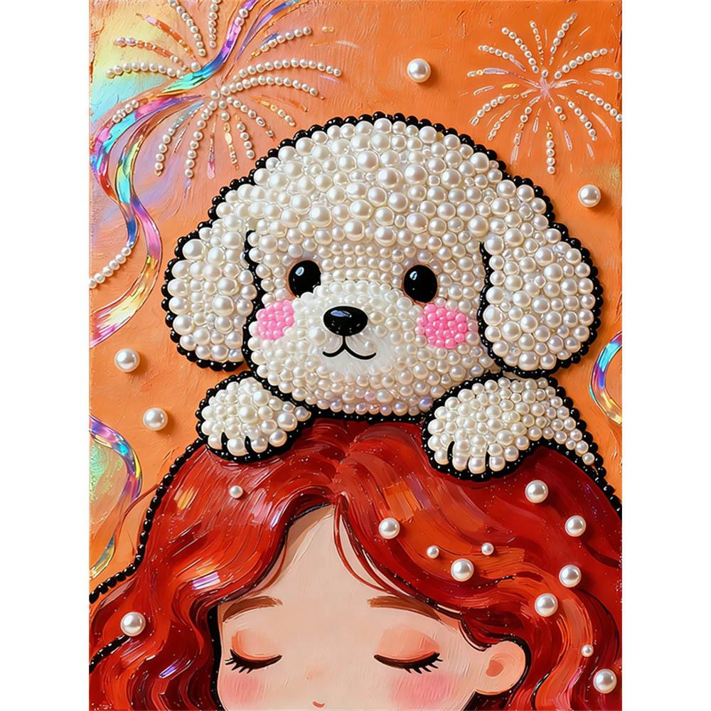 

Crystal Pearl Painting 5D DIY Frame Decoration Painting Puppy Home Wall Decoration Transparent Pearl Gemstone Painting Picture Art Crafts 35x45cm