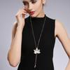 New Personality Autumn And Winter Wild Sweater Chain Long Maple Leaf Lady Imitation Pearl Pendant Necklace Zircon Chocker