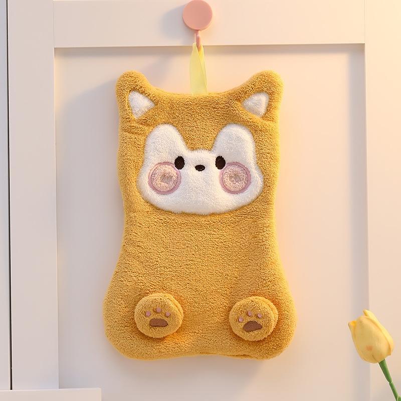 JINGRUIXIANG Cute Cartoon Bear Hanging Hand Towel 2-Pack