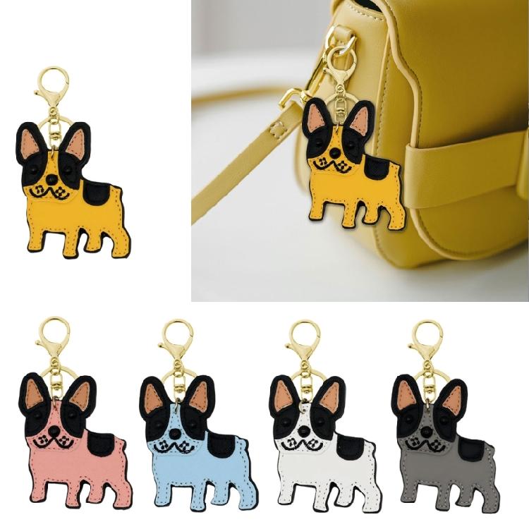 Bulldog Key Holder for Car Keys and Bags PU Leather Keychain Animal Lover Keyring Pendant Stylish Backpack Decoration