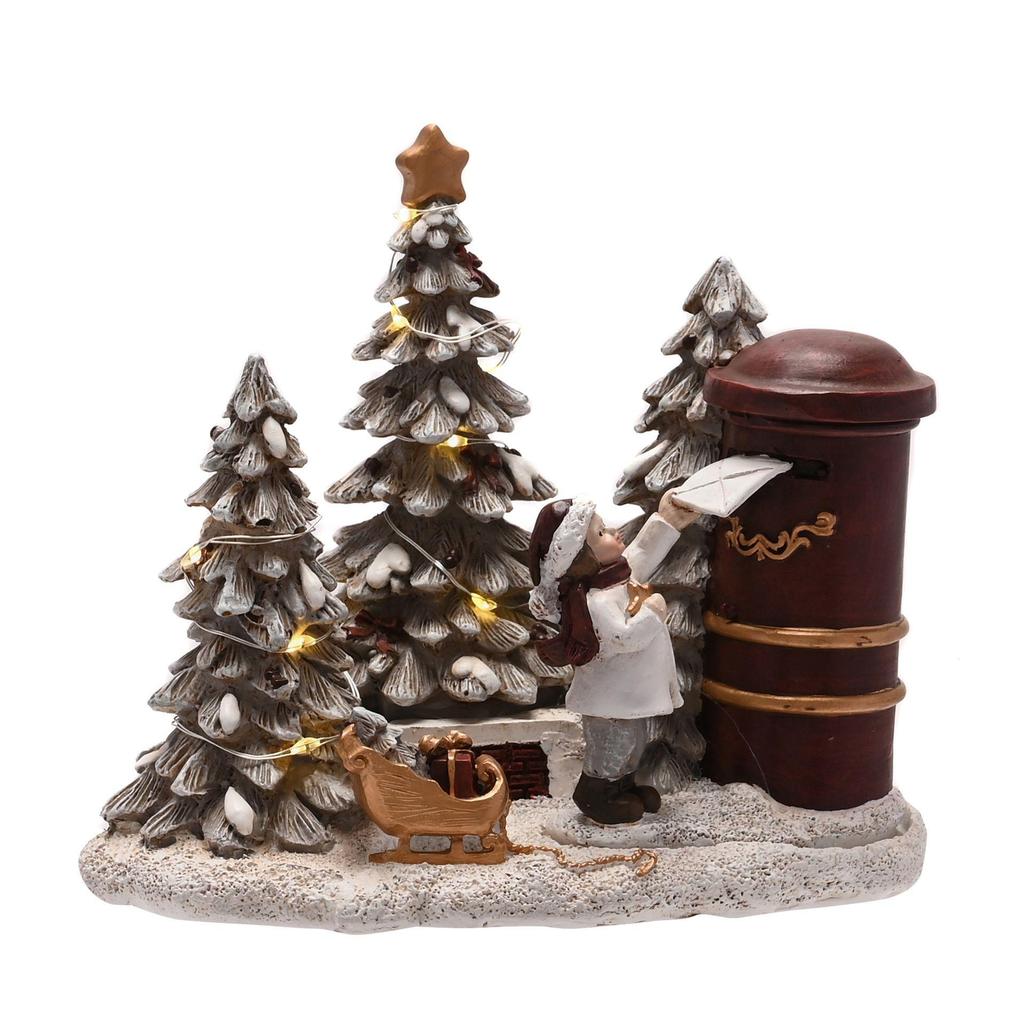 Boy Posting Letters with Tree Scene Ornament