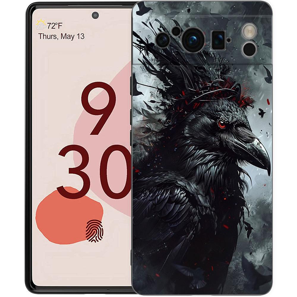 Phone Case Cover for Google Pixel 10 9 8 7 6 7A 6A Pro Shockproof Soft TPU 10 9 Pro XL Shell Capas Fundas Black Raven Coque Bags
