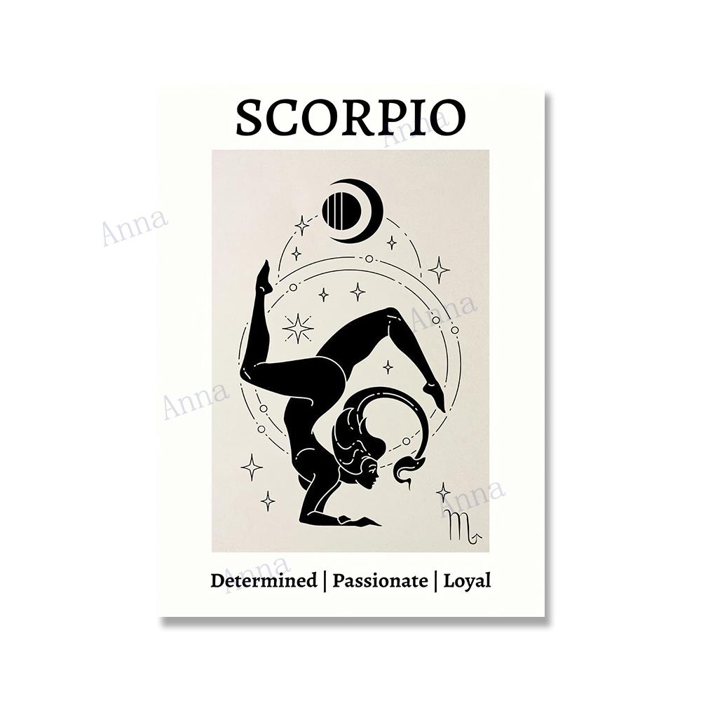 Retro 12 Zodiac Posters Capricorn Gemini Cancer Leo Libra Sagittarius Constellation Canvas Painting Wall Art Pictures Home Decor