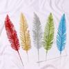 Decor Glitter Ornament Feather Leaf Glittery Artificial Plant Christmas Tree Flowers Feather Leaf