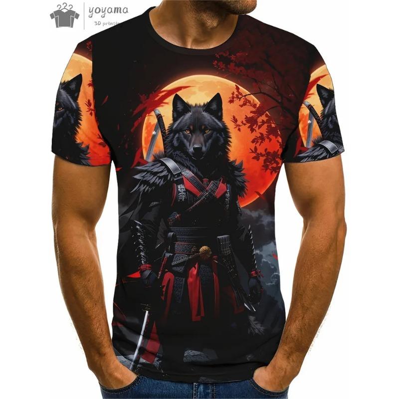 Men's T-Shirts Short Sleeve Beasts Graphic 3D Animal Printed Street Style Man Tops T-Shirt