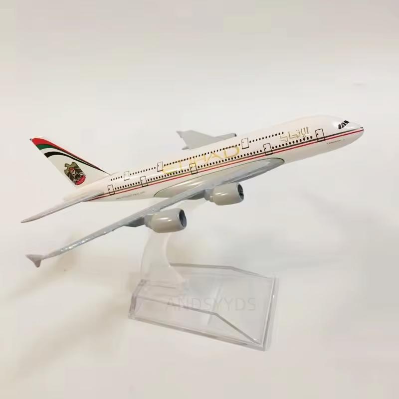 Airways 16cm Flugzeugmodell A380 Etihad 1:400 Maßstab Diecast Metall Flugzeug Luftfahrtmodell mit Sockel Geschenk Ornament