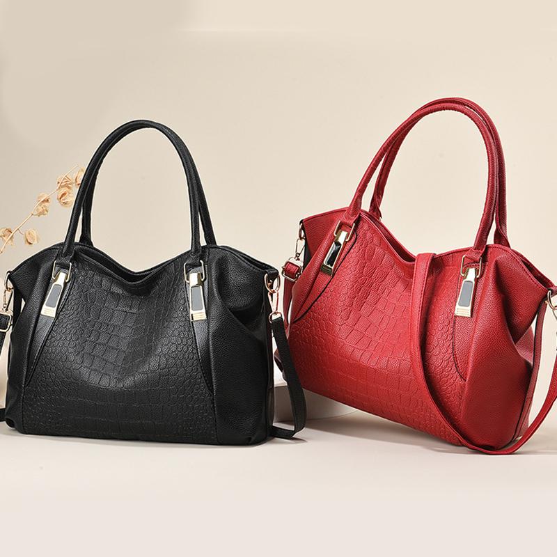 2025 Neue Damenhandtasche aus weichem Leder mit großem Fassungsvermögen im Retro-Stil, einfarbig, Krokodil-Schultertasche, temperamentvoll, Joker, Umhängetasche