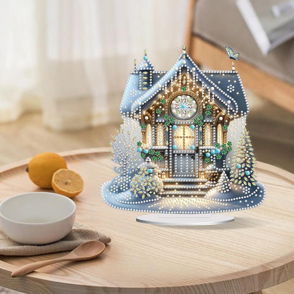 Acrylic Christmas Snowman Table Top Diamond Painting Ornament Kits 5D DIY Diamond Art Tabletop Decorations for Adults Beginner