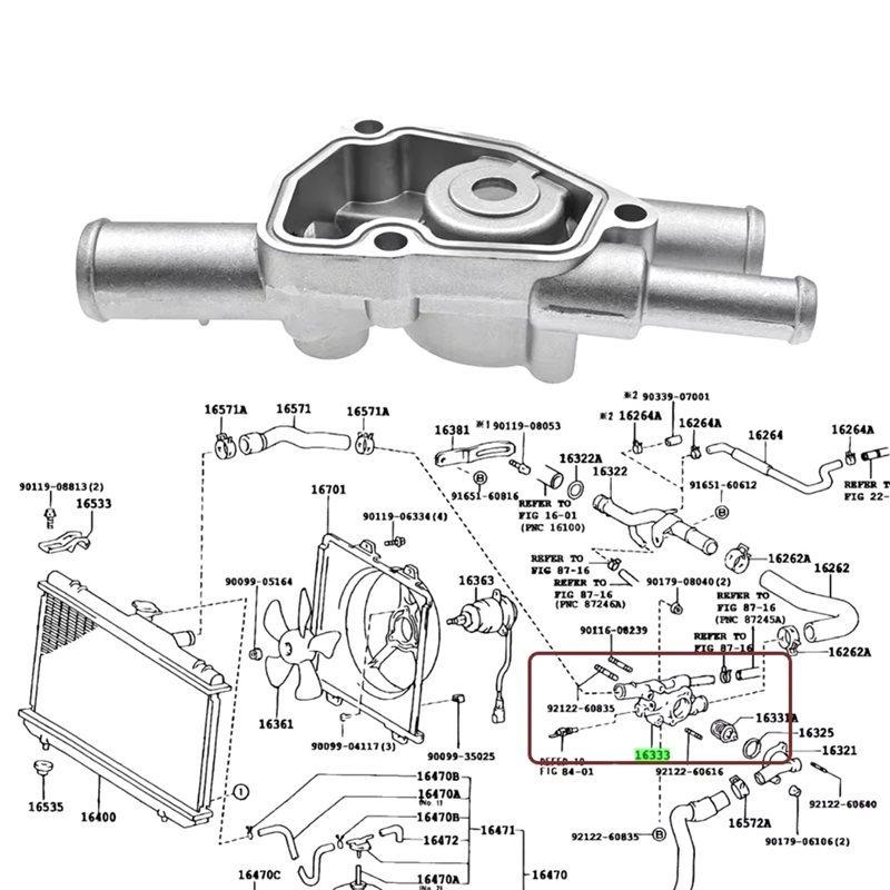 Water Inlet Kit Coolant Thermostat Housing 16333-10011 1633311190 1633310011 For Toyota Corolla Sprinter Tercel