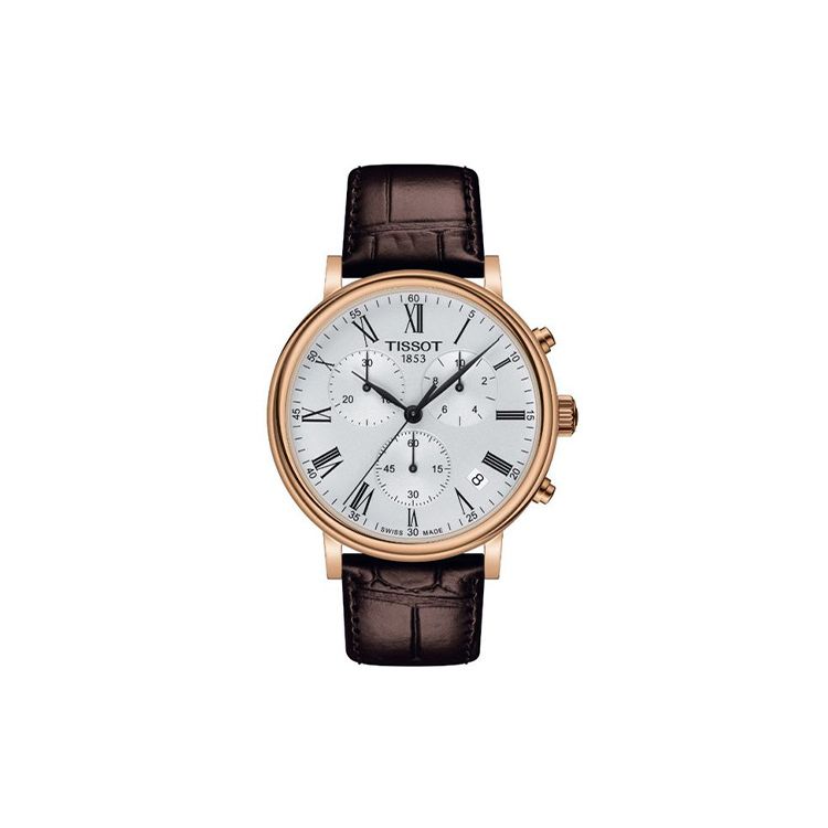 Tissot Men's Silver Carson Series Quartz Movet Water Resistant Date Display Roman Scale Business Retro Watch Watches T122.417.36.033.00