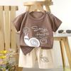 Set di Abbigliamento Estivo per Bambini Set T-shirt a Maniche Corte con Stampa di Animali Cartoni Animati Pantaloncini 2 Pezzi per Bambini e Bambine Morbido Cotone Abbigliamento Casual Quotidiano per Bambini