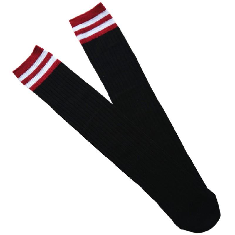 

Гольфы для девочек средней школы, хлопковые гольфы в полоску выше колена, высокие носки для девочек принцессы M чёрный