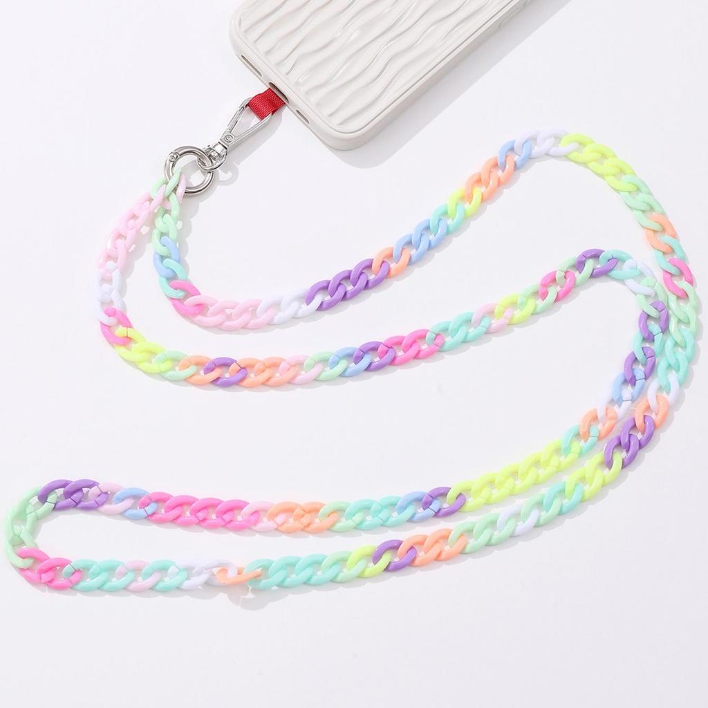 Yilian 120cm Colorful Acrylic Crossbody Mobile Phone Case with Anti-Fall, Anti-Lost Jewelry Pendant Shoulder Strap
