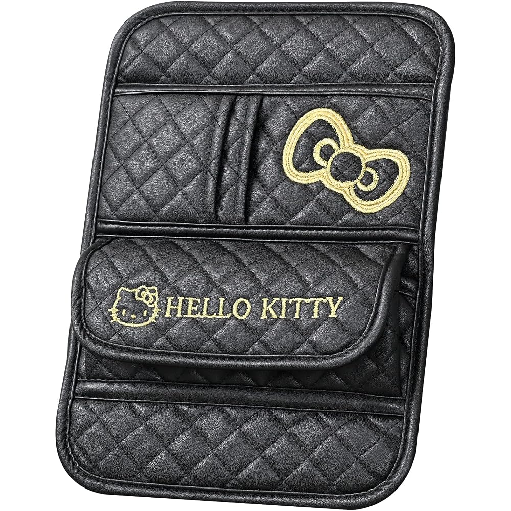 Seiwa Hello Kitty Sunglasses Holder Black and Gold Car Visor Pocket Case for Sunglasses Automotive Accessories