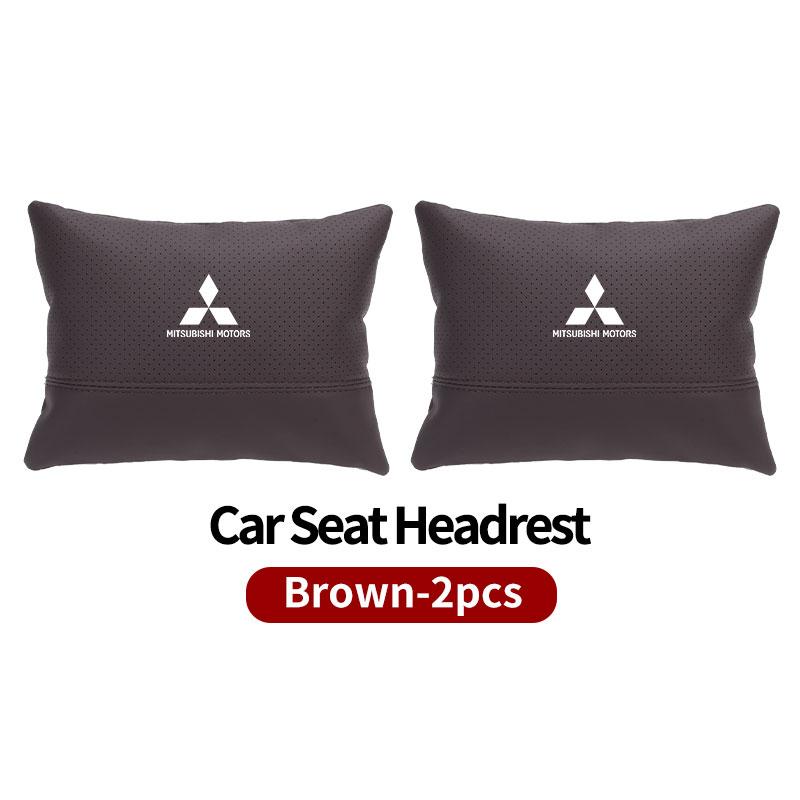 For Mitsubishi 1/2PCS Car Styling Leather Headrest Neck Support Neck Pillow Seat Accessories Lancer ASX Pajero Mirage Attrage WJ4