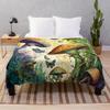 Mushroom Flannel Throw Blanket King Queen Size Brown Mushroom Pattern for Bed Sofa Couch Decor Smooth Lightweight Super Soft