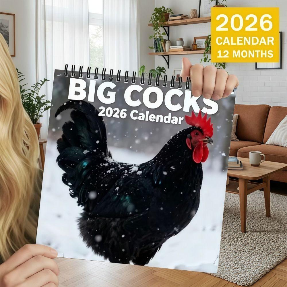 Spiral Binding 2026 Rooster Calendar Double-Sided Pages Desktop Calendar  Home Decor