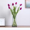 Artificial Tulip with Green Leaves Realistic Fake Flower Stem Wedding Party Table Centerpiece Indoor Outdoor Faux Bloom Decoration