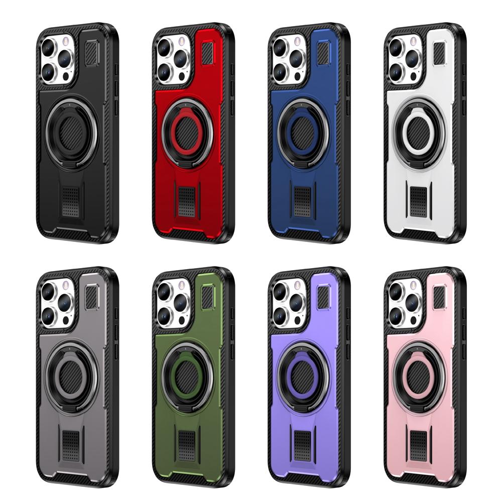 Pouzdro pro Apple iPhone 16 15 14 Plus 13 12 Pro Max s otočným kroužkem na prst a stojánkem, plastové TPU, nárazuvzdorné zadní kryty 2 v 1