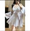 Sexy Pajamas Women's Ice Ribbon Chest Pad Colored Lace Lace Suspender Pajamas Two-piece Set Pure Desire Loungewear