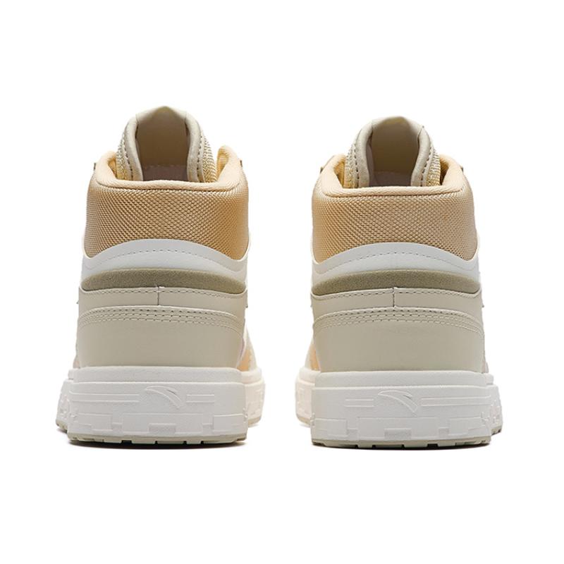 Anta Slip Resistant Shock Absorbers With Abrasion Resistant Properties High Top Skateboard Shoes Women's White Yellow Sneakers