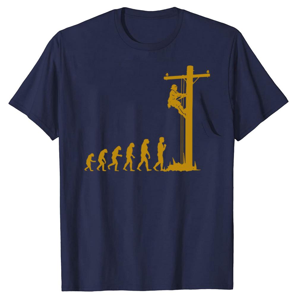 Lustige Einzigartige Evolution Von Freileitungsmonteur Elektriker Grafik T-Shirts Herren Mode Lässiges T-Shirt 100% Baumwolle Locker Übergroßes T-Shirt