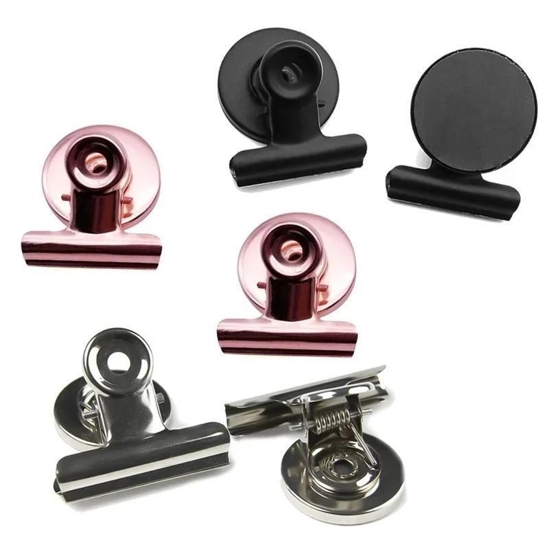 New 2Pcs Metal Round Fridge Magnetic Sticker Clips Fridge Wall Memo Note Message Binders Clamp Holder Whiteboard Magnet Colorful