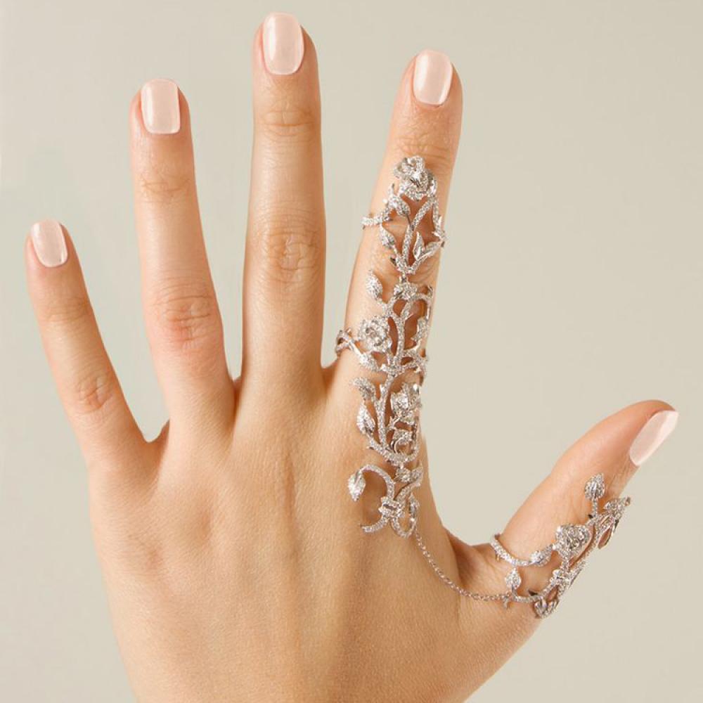 

Multiple Finger Rings Jewelry Crystal Rings Knuckle Band серебряный