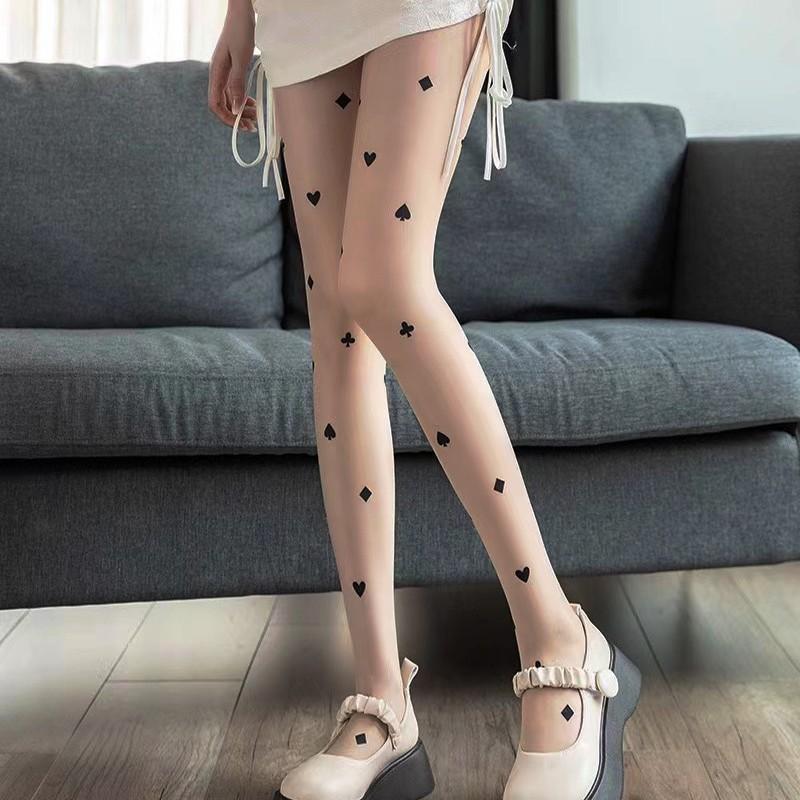 New Spring Summer Thin Style Unique Niche Black Peach QUEEN Skin Color Base Pantyhose Stockings