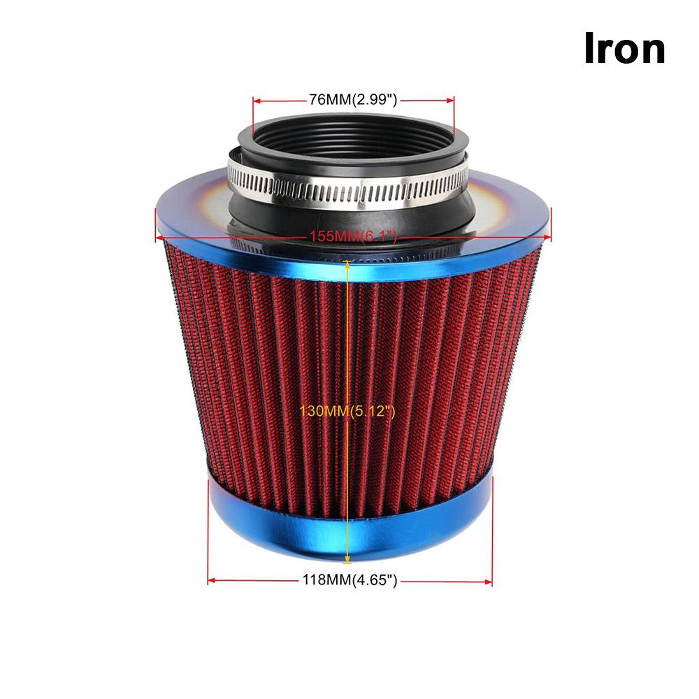 76MM 3" Gekleurd Blauw Roestvrij Staal Gaas Kegel Power Intake Hoge Doorstroming Koudeluchtfilter Luchtinlaatfilter Inductie Kit OFI074