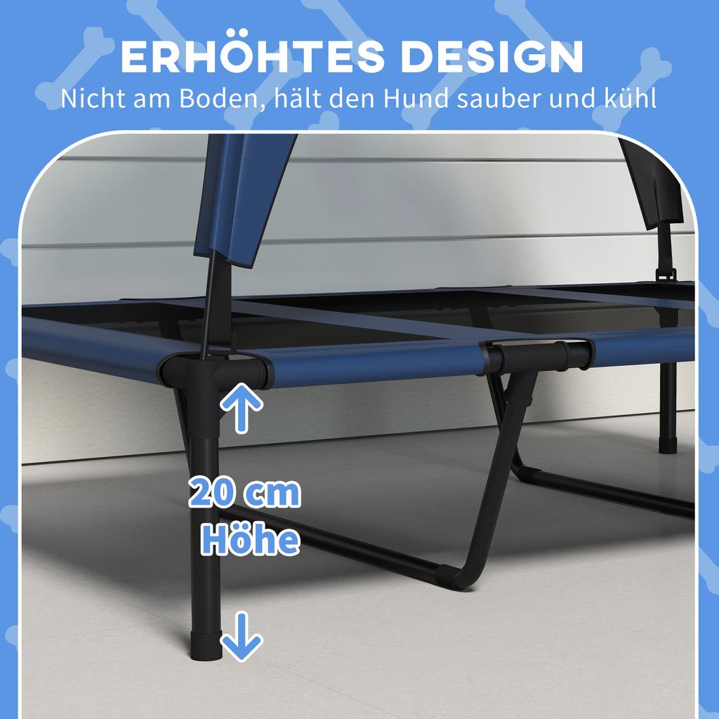 Cooling Raised Pet Bed W/ Washable Breathable Mesh, for Large Dogs, 106 X 76 X 94cm - Dark Blue