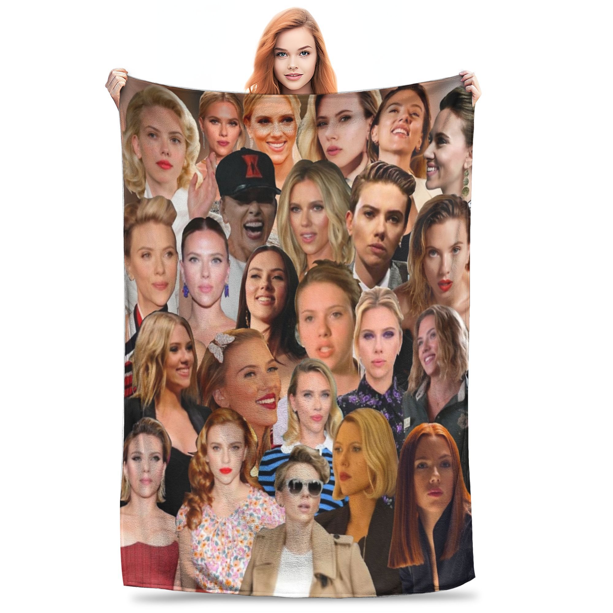Scarlett Johansson Photo Collage Blanket Velvet Relax Soft Throw Blanket for Bed Bedspreads 130x150cm