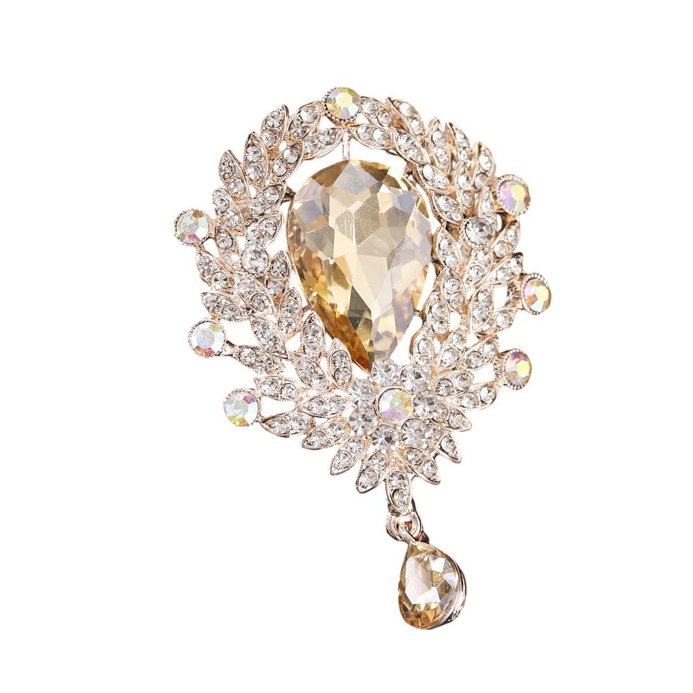 Clear Crystal Wedding Crystal Brooch Flower Design Teardrop Brooch Bridal Brooch Wedding Party