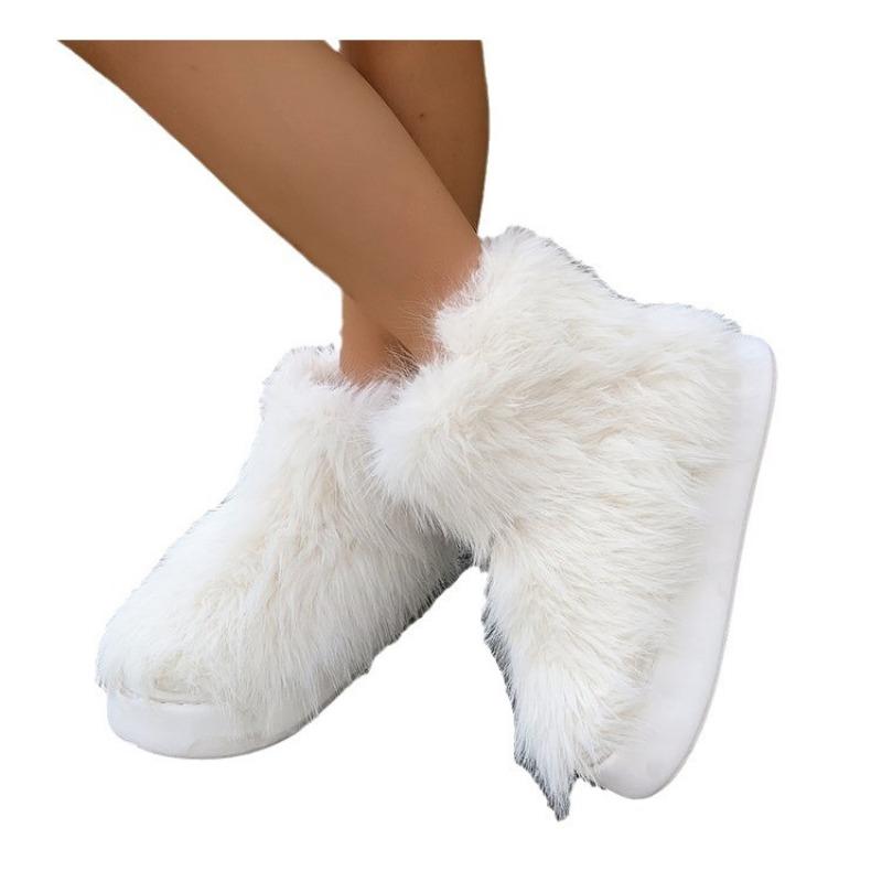 New Fluffy Boots Children's Winter Warm Plush Low Boots Cute Versatile Snow Boots