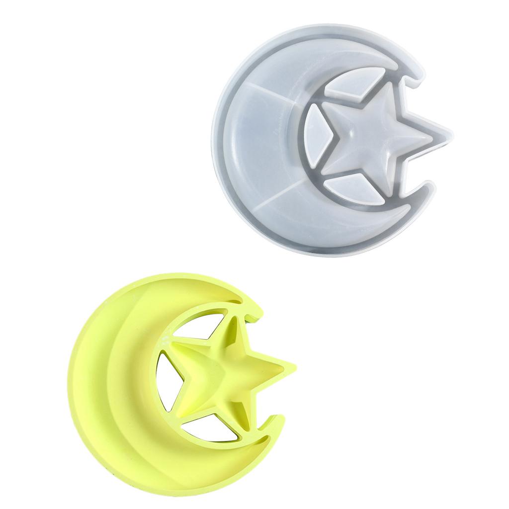 Sturdy Star and Moon Silicone Mold Round Tray Home Accessory for Crafting Supplies and Creative Storage Solution