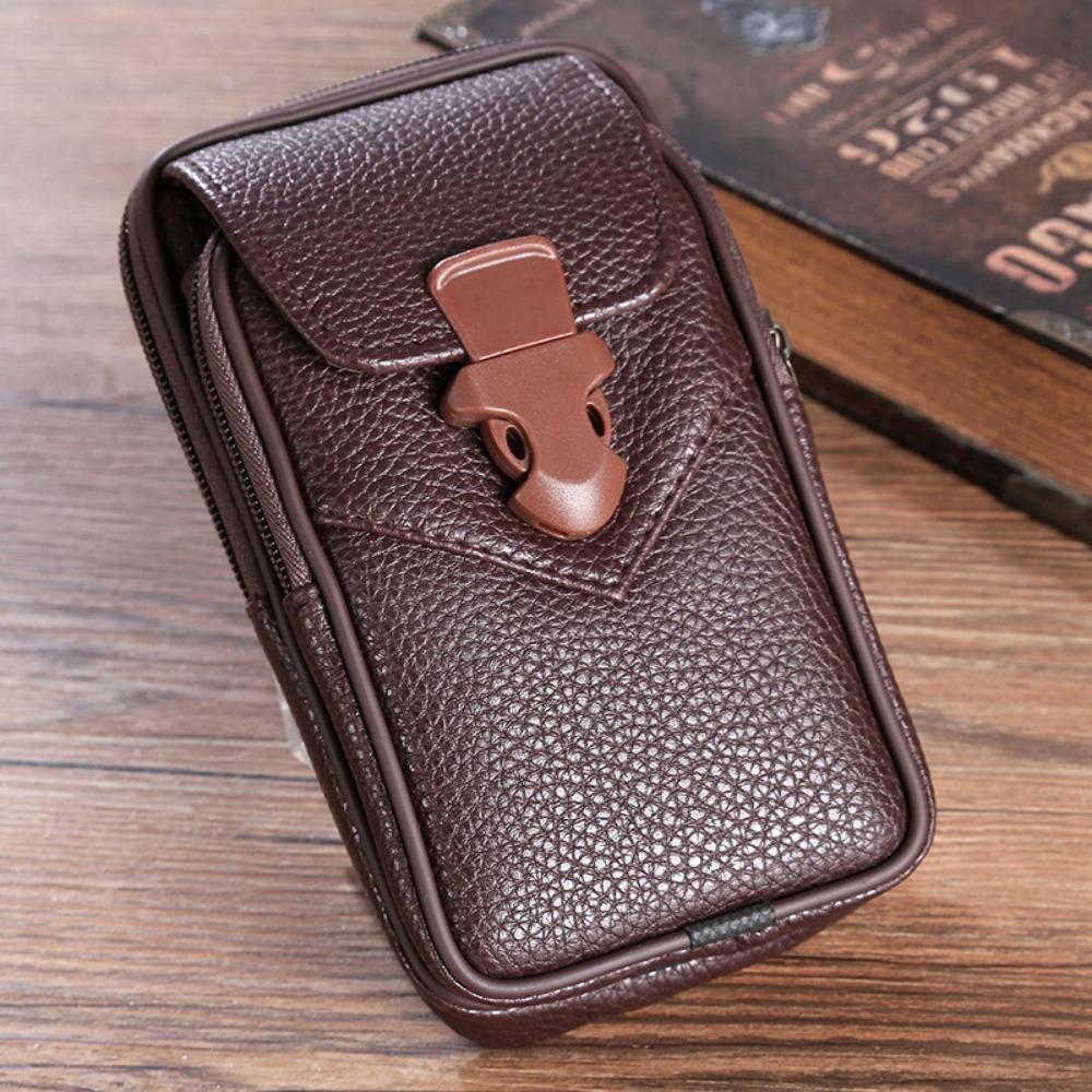 New Belt PU Leather Phone Holder Waist Bag Portable Waterproof Phone Holster Leisure Multifunctional Belt Pouch Daily
