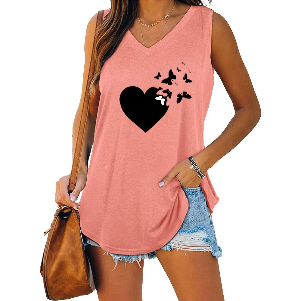 Summer Fashion Tank Top Women V Neck Shirt Ladies Casual Sleeveless T-shirt